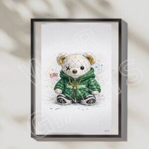 Supreme Streetwear Teddy Bear 11x17 Art Print